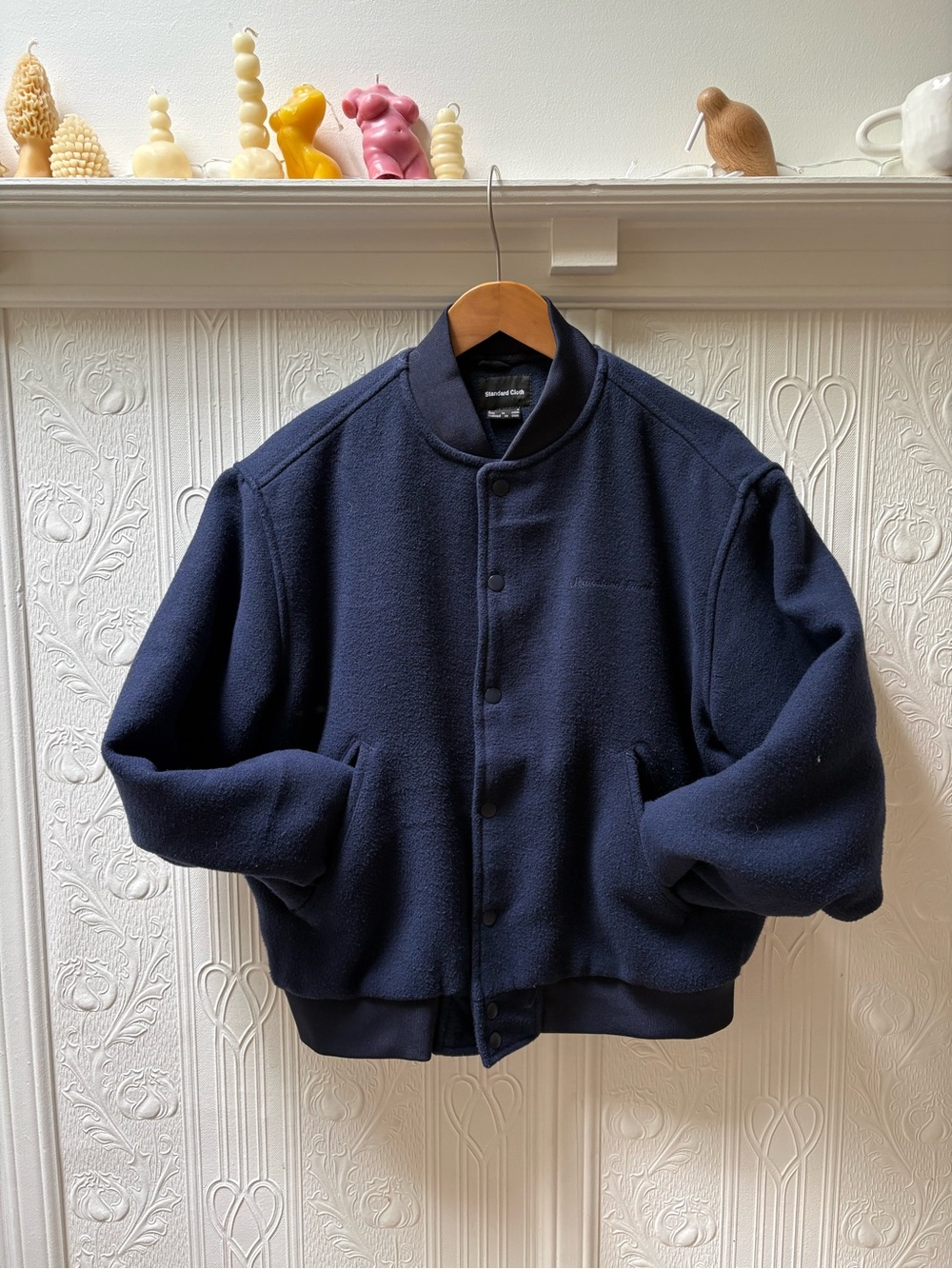 Men's Navy Zip-Up heavyweight fleece Bomber Jacket